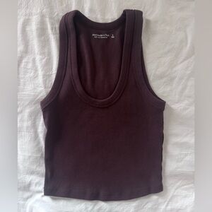 Abercrombie & Fitch Soft AF Brown Ribbed Cropped Tank Top - Small